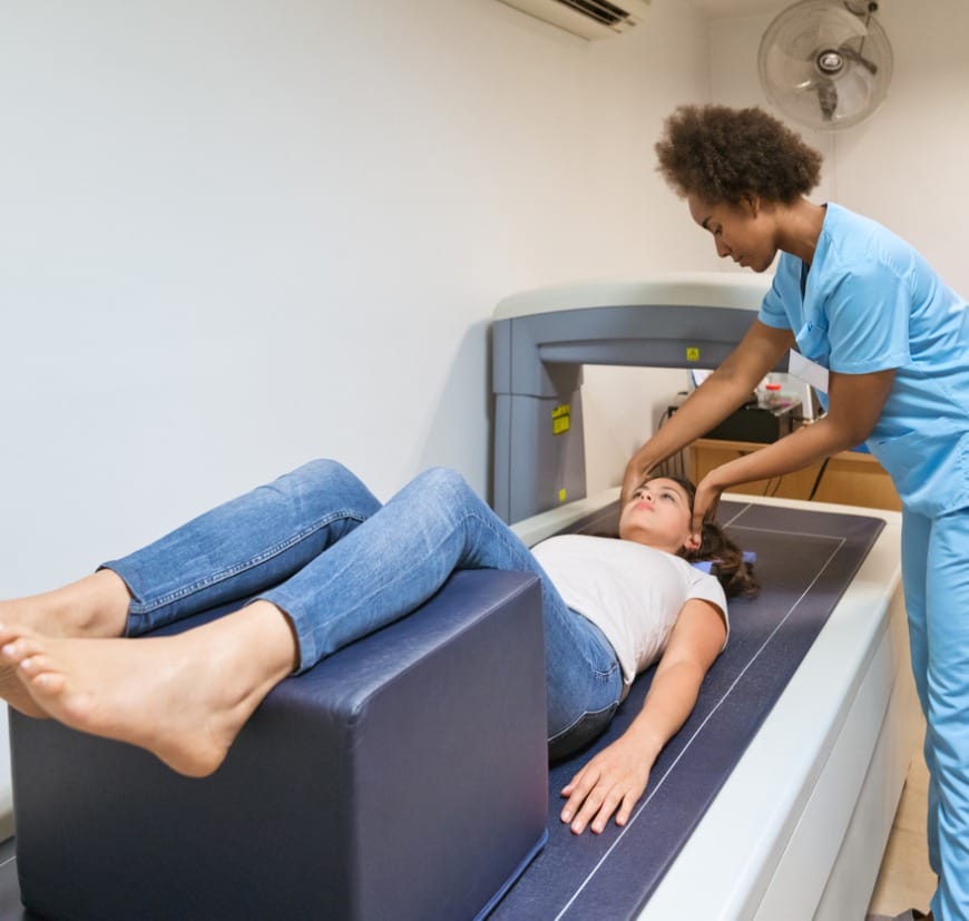 Patient receiving diagnostic imaging at EBO MD in Southeast Missouri